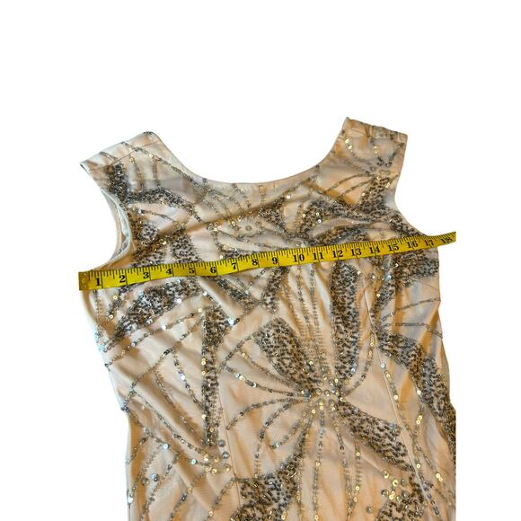 Adrianna Papell Blush Sequined Gown - Size 10 - Picture 5 of 15